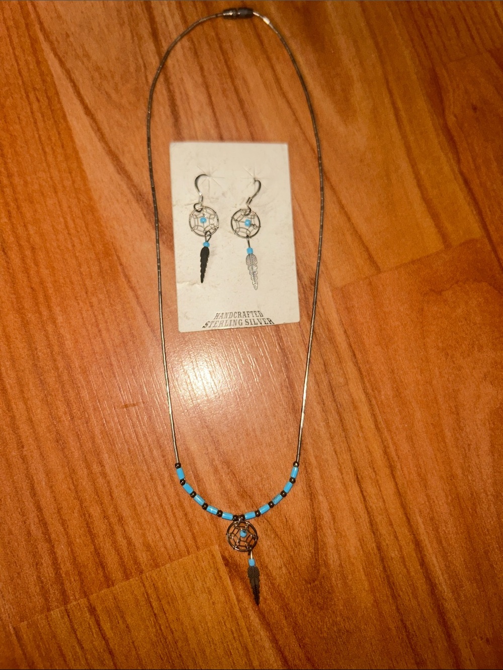 Sterling Silver Dreamcatcher Necklace with Turquoise Beads